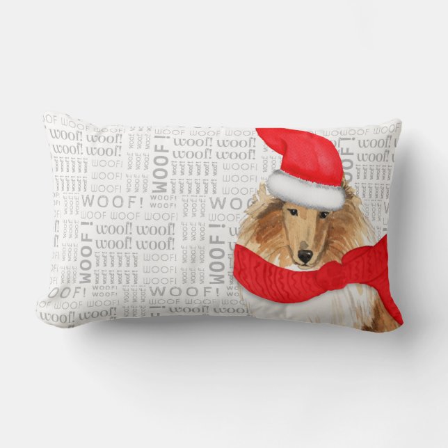 Coussin Rectangle Amoureux des chiens Noël Rough Collie Holiday (Recto)