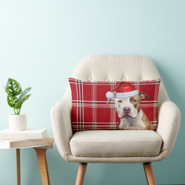 Coussin Rectangle Amoureux des chiens Noël Staffordshire Vacances Pl (Chaise)