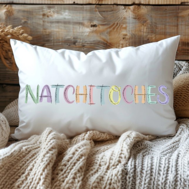 Coussin Rectangle Amusant croquis coloré Natchitoches Louisiane (Créateur téléchargé)