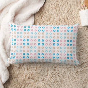 Coussin Rectangle Amusant Élégant Monogramme Rose Bleu Enfants Lette