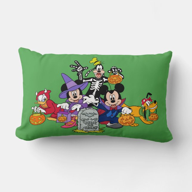 Coussin Rectangle Amusement d'Halloween de Mickey avec des amis (Recto)