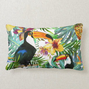 Coussin Rectangle Ananas tropical de paume de paradis de toucan