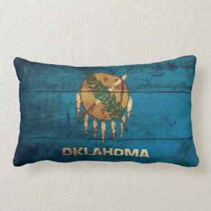 Coussin Rectangle Ancien drapeau en bois de l'Oklahoma ;