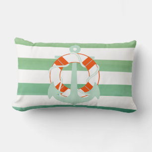 Coussin Rectangle Ancrage PixDezines/nautique/océan/vague/aquarelle