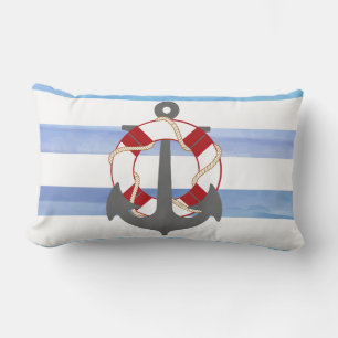 Coussin Rectangle Ancrage PixDezines/nautique/océan/vague/aquarelle