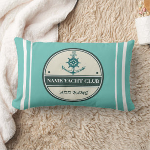 Coussin Rectangle Ancre Bleue Nautique Bienvenue yacht de voile Bate