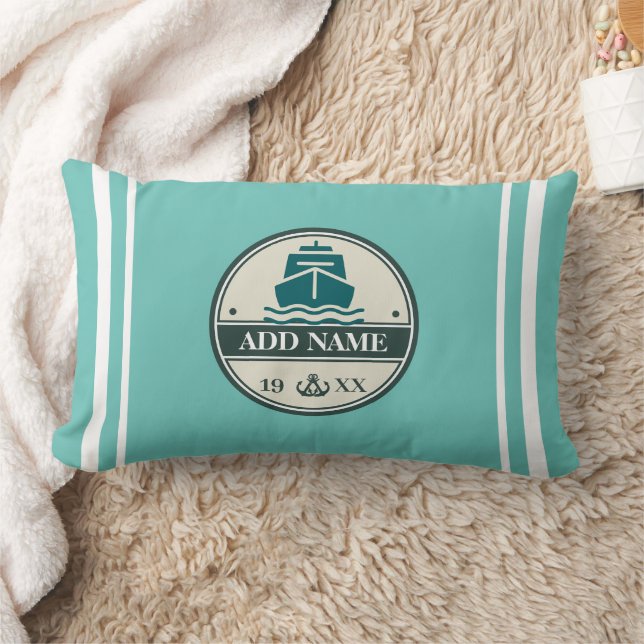 Coussin Rectangle Ancre Bleue Nautique Bienvenue yacht de voile Bate (Couverture)