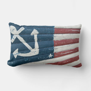 Coussin Rectangle ancre nautique avec conception de drapeau