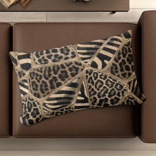 Coussin Rectangle Animal Print - Léopard et Zebra - pastel