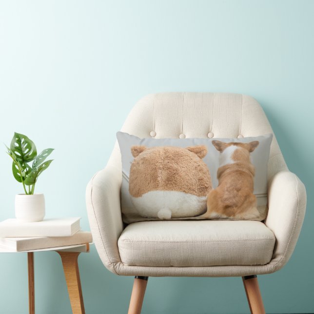 Coussin Rectangle Animaux de bébés cutest | Corgi & Plush Puppy (Chaise)