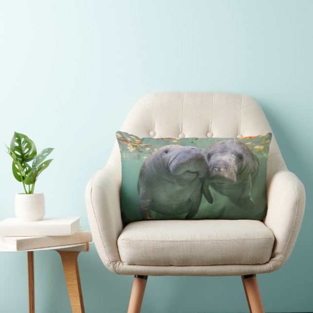 Coussin Rectangle Animaux de bébés cutest | Deux Manatees (Chaise)