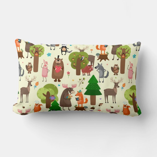 Coussin Rectangle Animaux forestiers adorables (Recto)