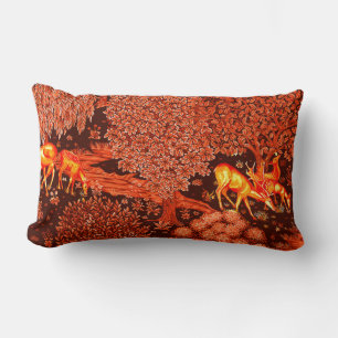 Coussin Rectangle ANIMAUX FORESTIERS, CERFS PAR UN BROOK Red Yellow 