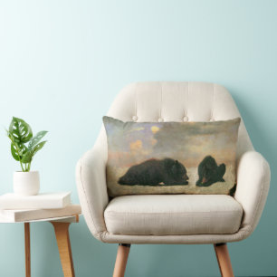 Coussin Rectangle Animaux Vintage, Grizzlis par Albert Bierstadt