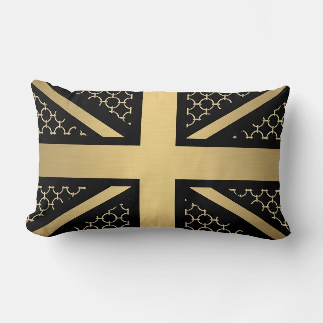 Coussin Rectangle Anneaux BRITANNIQUES de cavalier d'or de drapeau (Recto)