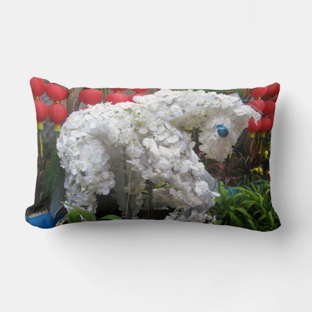 Coussin Rectangle Année du cheval | 春 節 馬 ... Topiary chinois (Recto)