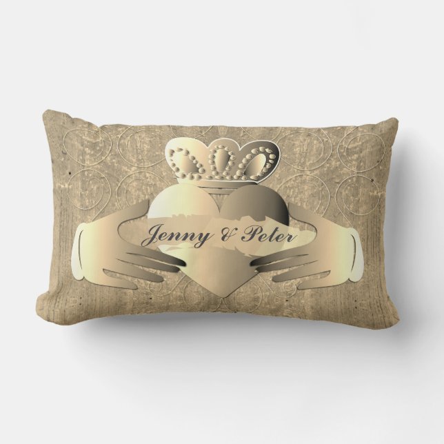 Coussin Rectangle Anniversaire de l'Ancien anneau de Claddagh  (Recto)