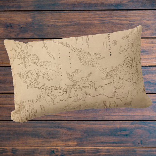 Coussin Rectangle Antique map of Puget Sound (Créateur téléchargé)