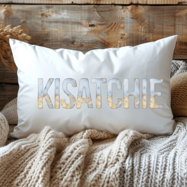 Coussin Rectangle Aquarelle Blue Gold Pastel Kisatchie Louisiane (Créateur téléchargé)