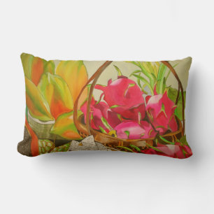 Coussin Rectangle Aquarelle de fruits tropicaux peinture d'art origi