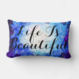 Coussin Rectangle Aquarelle Espace Nebula La vie est belle & nom