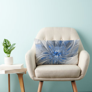 Coussin Rectangle Aquarelle gris bleu Abstrait Fractal Art Flower