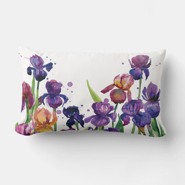 Coussin Rectangle Aquarelle Iris (Recto)