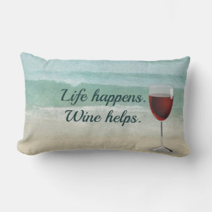 Coussin Rectangle Aquarelle océanique avec verre de vin rouge lombba