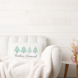 Coussin Rectangle Aquarelle Pastel Whimsical Christmas Tree