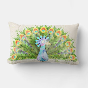 Coussin Rectangle Aquarelle Peacock