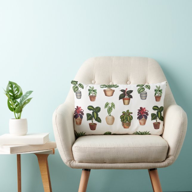 Coussin Rectangle Aquarelle Pots Plante Motif Pots en terre cuite (Chaise)