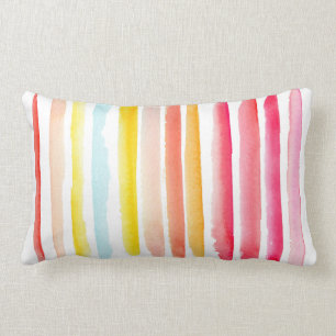 Coussin Rectangle Aquarelle rayée couleur été