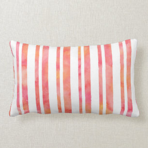 Coussin Rectangle Aquarelle rose jaune orange rayures