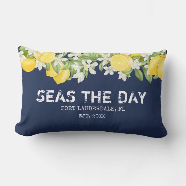Coussin Rectangle Aquarelle rustique Lemons Nom du bateau Lumbar Cou (Recto)