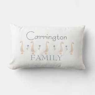 Coussin Rectangle Aquarelle simple Oie florale Votre nom de famille