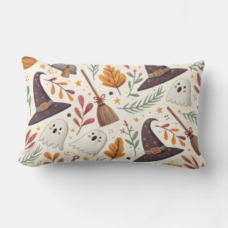 Coussin Rectangle aquarelle Sorcière casquettes, balais, fantômes mo