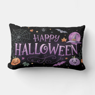 Coussin Rectangle aquarelle violet heureux halloween