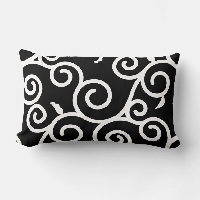 Coussin Rectangle Arabesque [black] - Japanese Traditional Pattern (Recto)