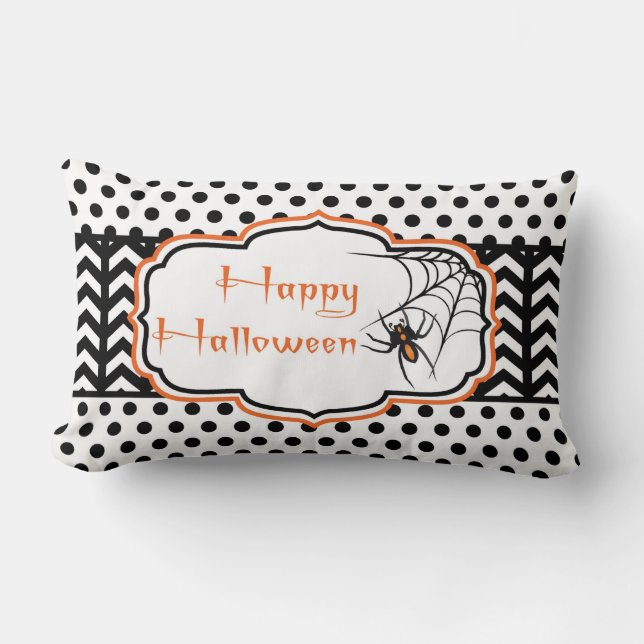 Coussin Rectangle Araignée heureuse de Halloween (Recto)