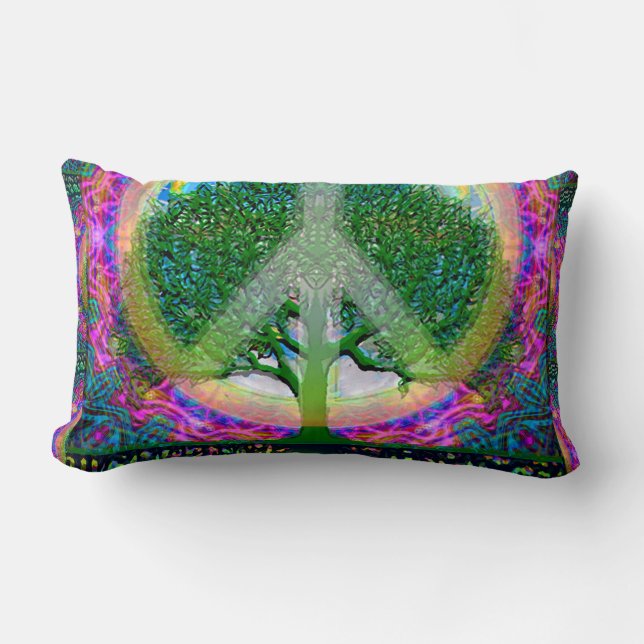 Coussin Rectangle Arbre de l'unité et de la paix de la vie (Recto)