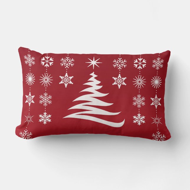 Coussin Rectangle Arbre de Noël et flocons de neige Arrondi Jeu d'or (Recto)