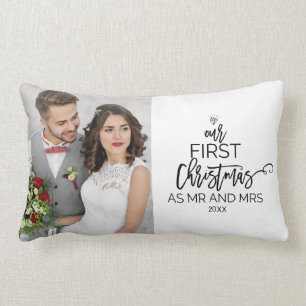 Coussin Rectangle Arbre de Noël Notre premier Noël en tant que M. et