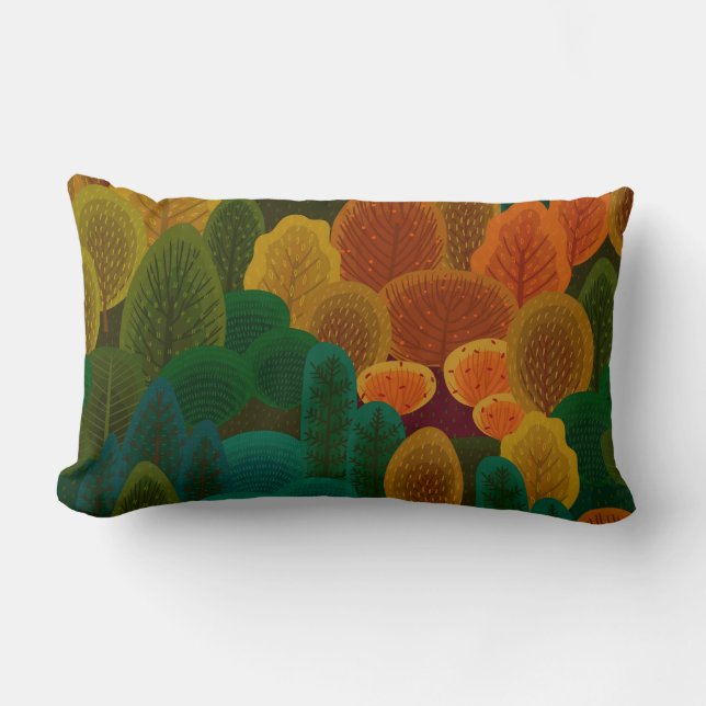 Coussin Rectangle Arbres d'automne colorés modernes (Recto)