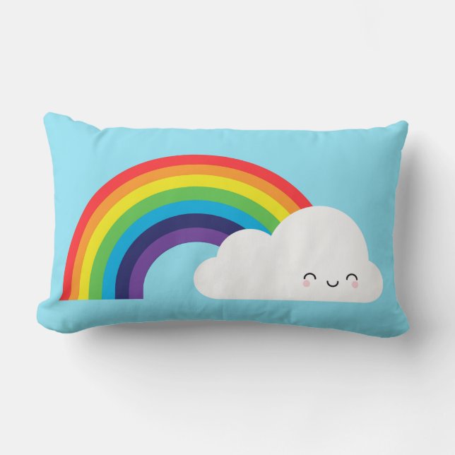 Coussin Rectangle Arc en ciel de Kawaii (Recto)