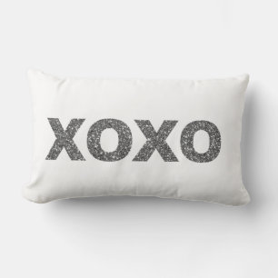Coussin Rectangle Argent des parties scintillantes XOXO