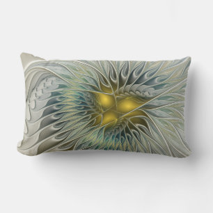 Coussin Rectangle Argent d'or Imaginaire Fractal abstrait Art