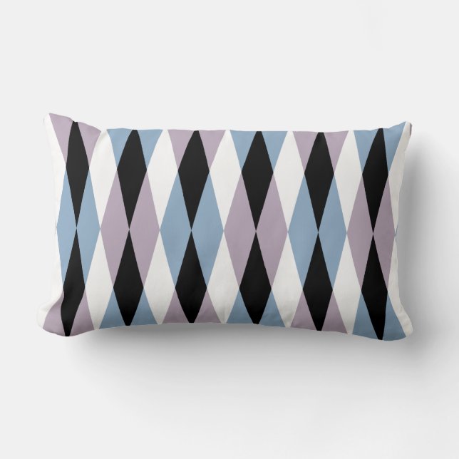 Coussin Rectangle Arlequin Diamond Motif - Bleu et Dusty Lilac (Recto)