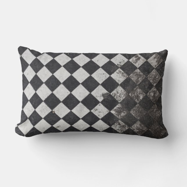 Coussin Rectangle Arlequin noir et blanc (Recto)
