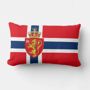 Coussin Rectangle Armoiries de Norvège sur le drapeau de la Norvège,
