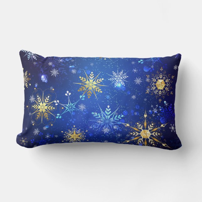 Coussin Rectangle Arrière - plan Bleu XMAS avec des flocons de neige (Recto)